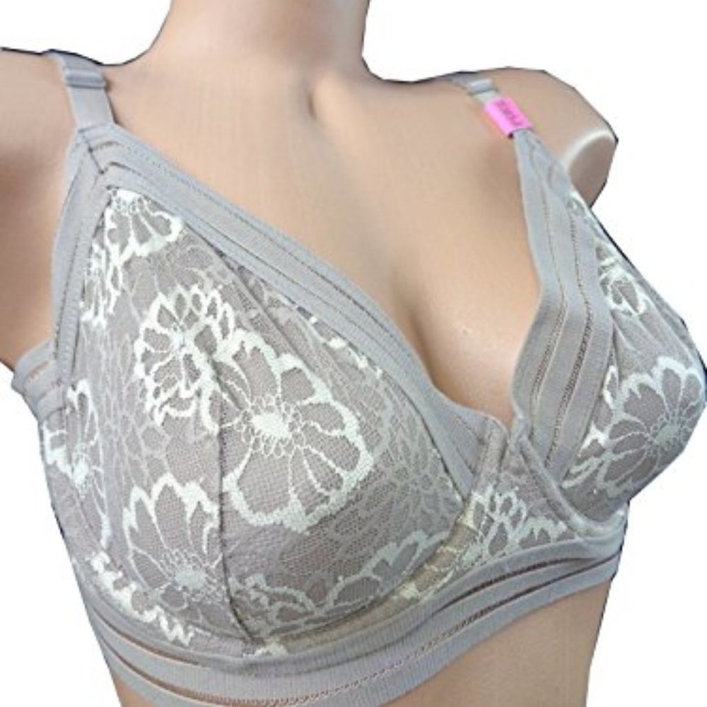 Brown Floral Lace Unlined Sans Bra 36 DD